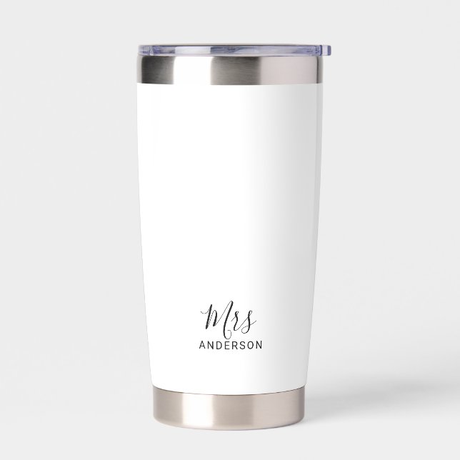 Mr and Mrs | Modern Script Personalised Insulated Tumbler (Left)