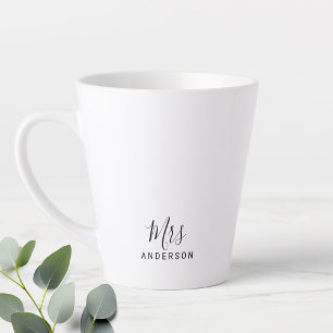 Mr and Mrs   Modern Script Personalised Latte Mug