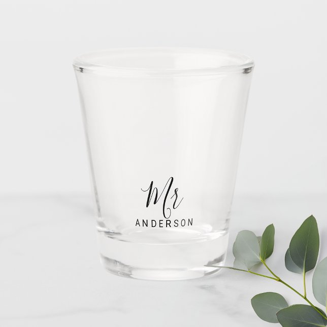 Mr and Mrs | Modern Script Personalised Shot Glass (Creator Uploaded)