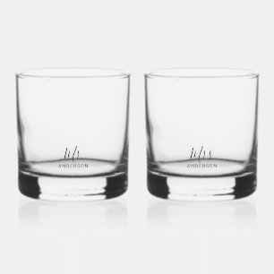 Mr and Mrs Modern Script Personalised Whiskey Glass