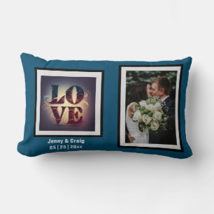 Mr and Mrs Monogram Wedding Photo Throw Pillow