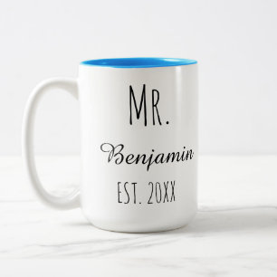 Mr and Mrs mug, Custom couple mug, Wedding gift Mu Two-Tone Coffee Mug