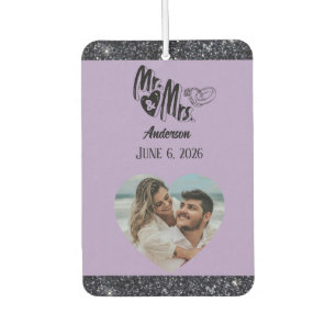 Mr and Mrs Name Photo Wedding Favour lavender  Car Air Freshener
