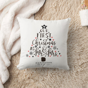 Mr. and Mrs. Newly Weds Christmas Tree  Cushion