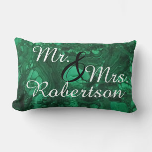 Mr and Mrs Newlywed Bright Green Gemstone Lumbar Cushion