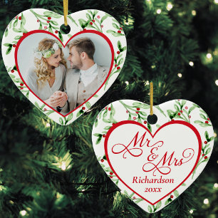 Mr and Mrs Newlywed Christmas Ceramic Tree Decoration