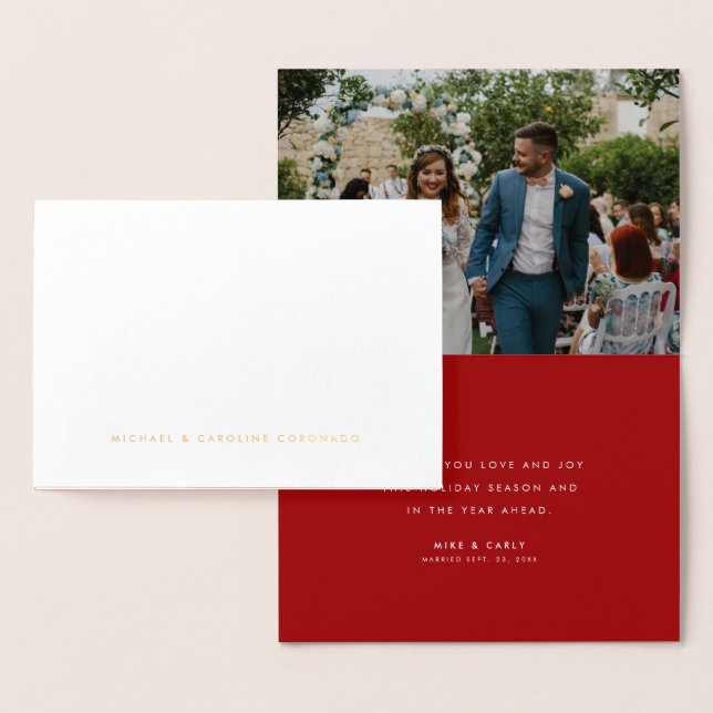 Mr. and Mrs. newlywed Christmas wishes Foil Card (Display)