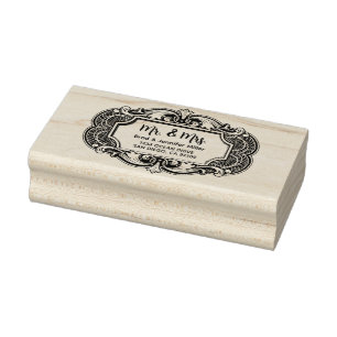 Mr and Mrs newlywed classic return address  Rubber Stamp