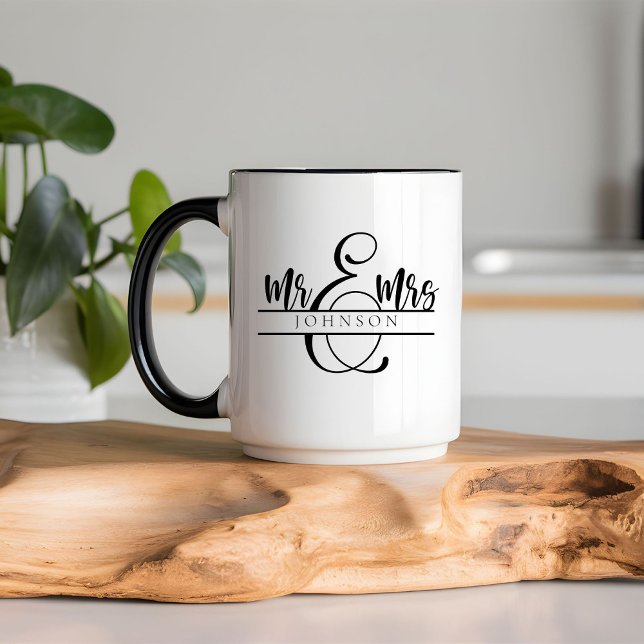 Mr. and Mrs. Newlywed Couple Gifts Two-Tone Coffee Mug (Creator Uploaded)