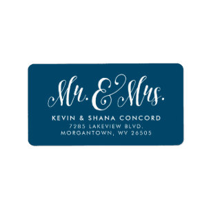 Mr and Mrs newlywed navy return address Label