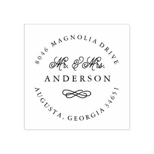 Mr. and Mrs. Newlywed Return Address Stamp