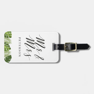Mr and Mrs newlywed tropical luggage tag