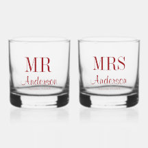 Mr and Mrs Newlywed Typography Wedding Stemless