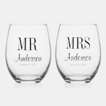 Mr and Mrs Newlywed Typography Wedding Stemless