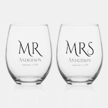 Mr and Mrs Newlywed Typography Wedding Stemless