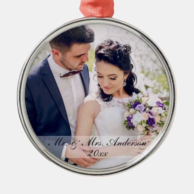 Mr. and Mrs. Newlywed Wedding Photo Ornament W (Front)
