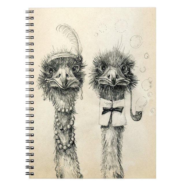 Mr. and Mrs. Ostrich Spiral Notebook (Front)