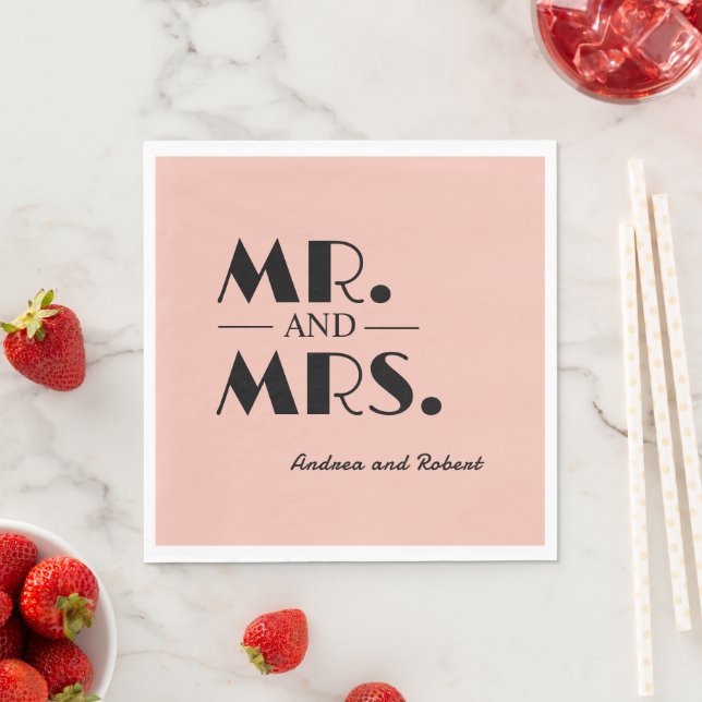 Mr and Mrs Personalised Cocktail Napkins (Insitu)