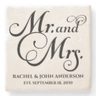 Mr and Mrs, Personalised Engagement Gift, Marble