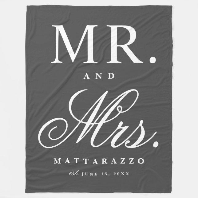 Mr. and Mrs. Personalised  Fleece Blanket (Front)