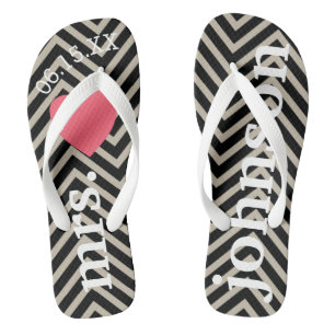 Mr. and Mrs. Personalised Honeymoon with Heart Jandals