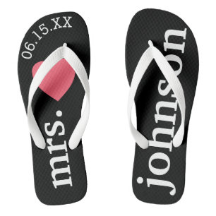 Mr. and Mrs. Personalised Honeymoon with Heart Jandals