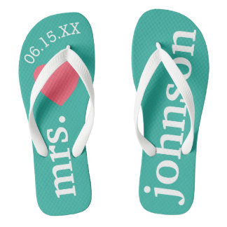 Mr. and Mrs. Personalised Honeymoon with Heart Jandals