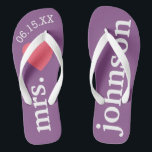 Mr. and Mrs. Personalised Honeymoon with Heart Jandals<br><div class="desc">A perfect design for a beach wedding or for the honeymoon. Change the Mrs. to Mr. to make a coordinating pair.</div>
