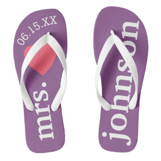 Mr. and Mrs. Personalised Honeymoon with Heart Jandals