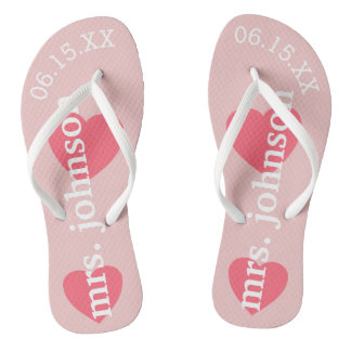Mr. and Mrs. Personalised Honeymoon with Heart Jandals