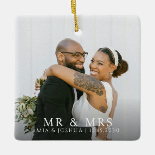 Mr And Mrs Photo Christmas Ceramic Ornament