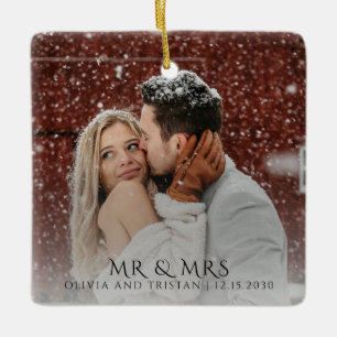 Mr And Mrs Photo Christmas Ceramic Ornament