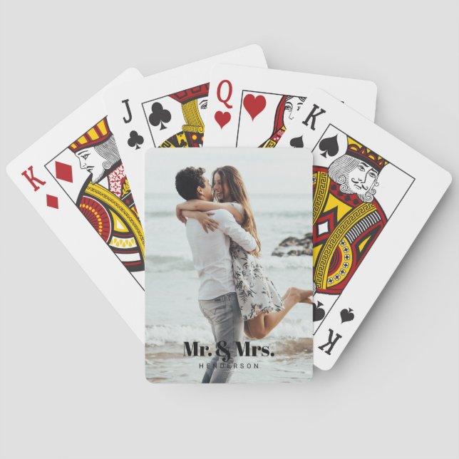 Mr. and Mrs. Photo Wedding Newlywed Playing Cards (Back)