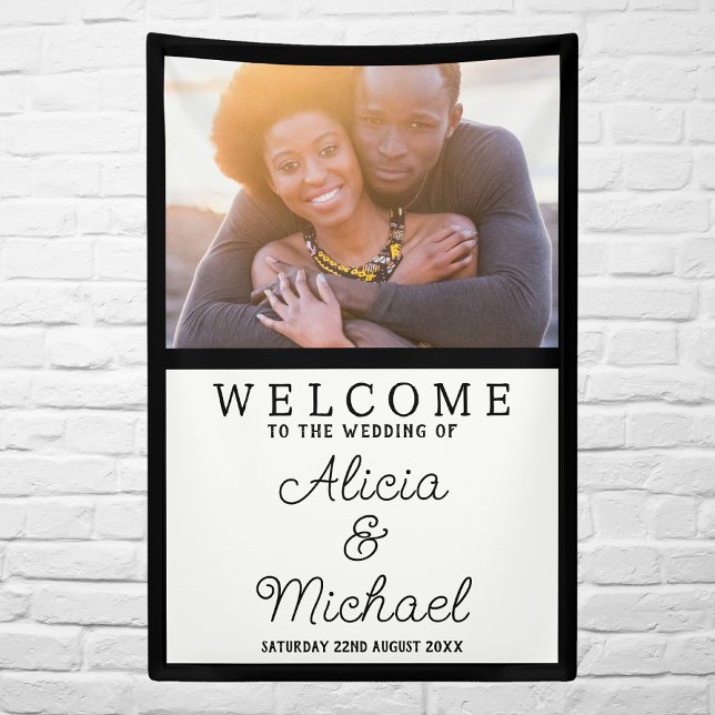 Mr And Mrs Photo Wedding Reception Welcome Banner (Vertical )