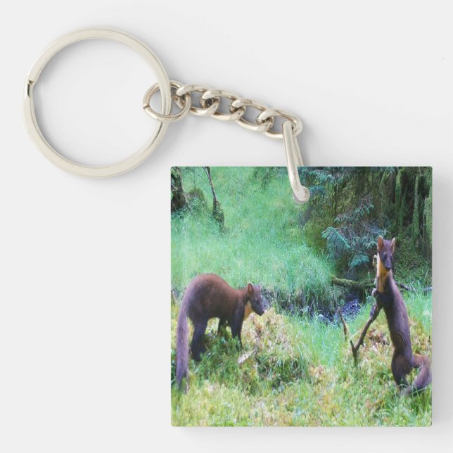 Mr and Mrs Pine Marten Date Night  Key Ring (Front)