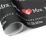 Mr and Mrs Red Heart Wedding Wrapping Paper<br><div class="desc">Mr and Mrs Red Heart Wedding gift wrap paper .. perfect for the newly weds .. mister and misses personalised wrapping paper roll for the wedding / anniversary from Ricaso</div>