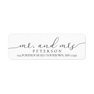 MR AND MRS Return Address Labels Script Elegant
