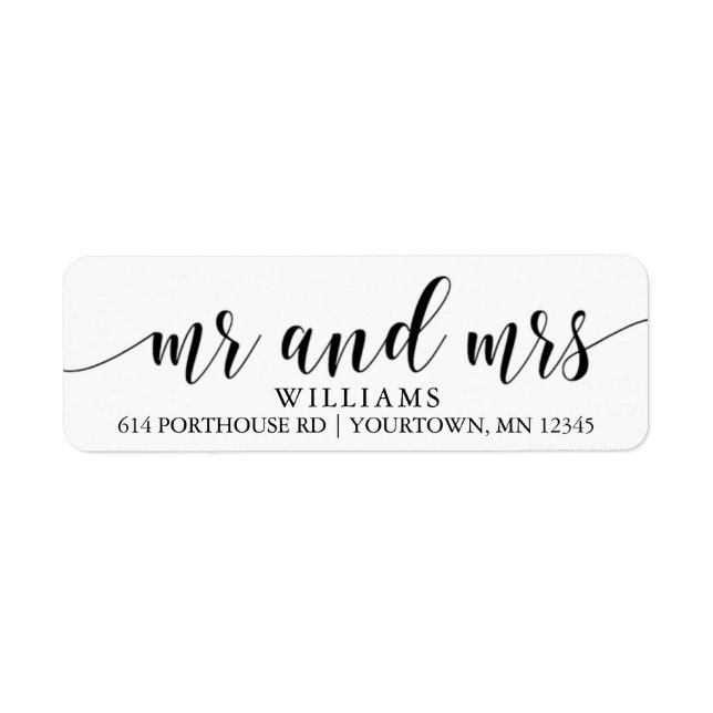MR AND MRS Return Address Labels Script Modern (Front)