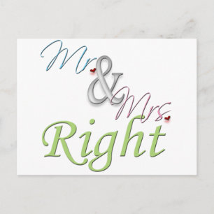 Mr. and Mrs. Right Postcard