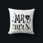 Mr and Mrs - Romantic Keepsake Gift Cushion<br><div class="desc">Celebrate love and togetherness with this chic Mr. & Mrs. accent pillow—perfect for newlyweds,  anniversaries,  or romantic home decor. Featuring a  black and white design,  this piece adds a modern yet sentimental touch to any living space or bedroom. A thoughtful gift for weddings,  bridal showers,  or Valentine's Day.</div>