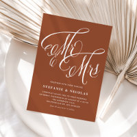 Mr and Mrs Rustic Calligraphy Terracotta Wedding