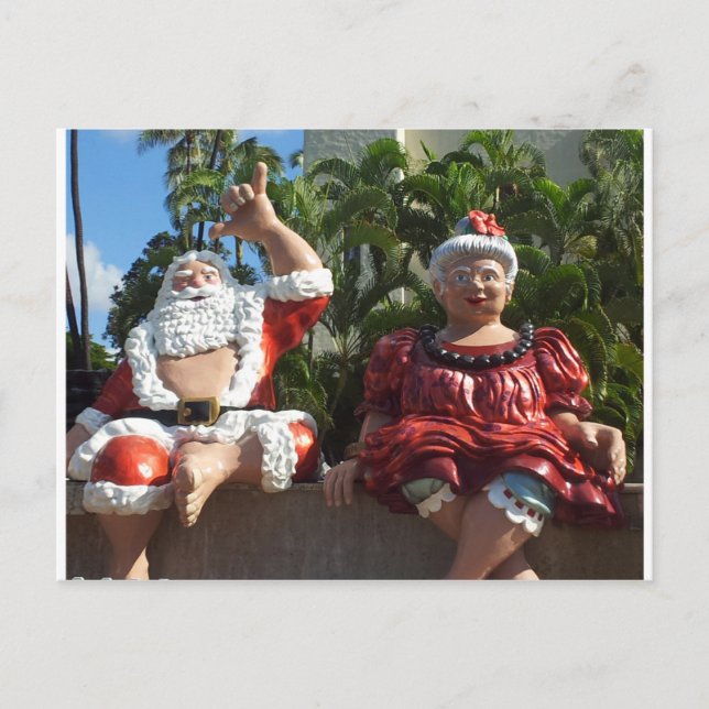 Mr and Mrs Santa Claus Holiday Postcard (Front)