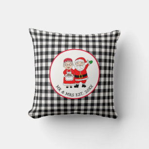Mr and Mrs Santa Claus Personalised   Throw Pillow