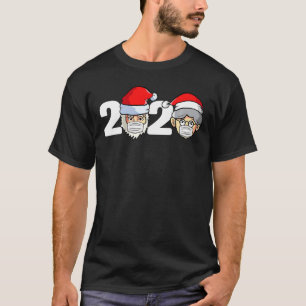 Mr And Mrs Santa Claus With Mask Quarantine Christ T-Shirt