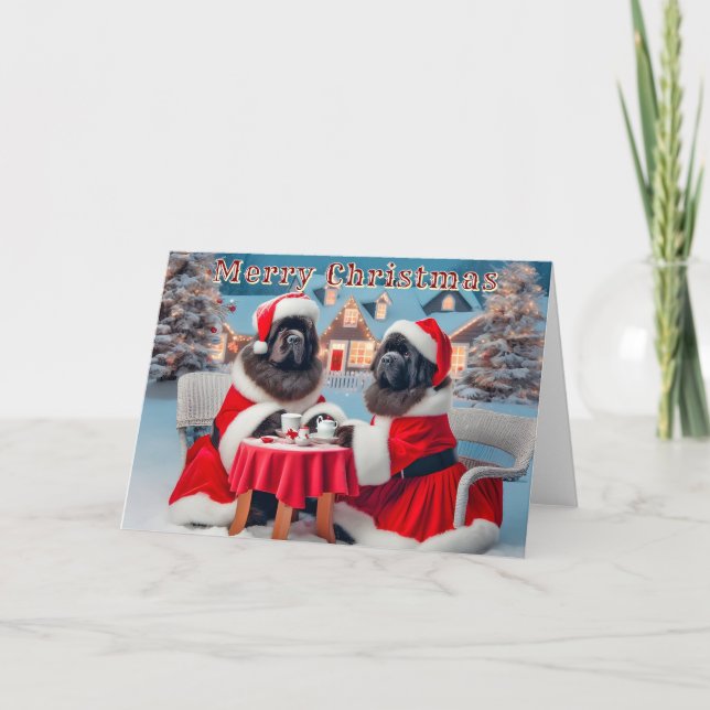 Mr and Mrs Santa Tea Time Christmas Card (Front)