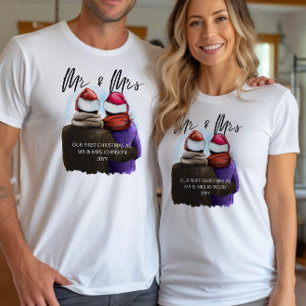 Mr and Mrs Script Couples Christmas T-Shirt