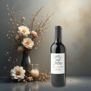 Mr and Mrs script - Elegant Charm Wine Label