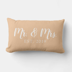 Mr and Mrs Script Established Wedding Pillow