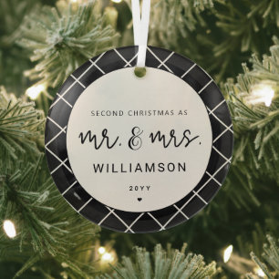 Mr. and Mrs. Second Christmas Together Elegant Glass Tree Decoration