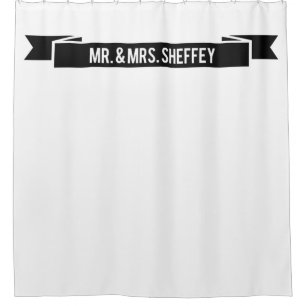 Mr and Mrs Sheffey on black ribbon 9602 Shower Curtain